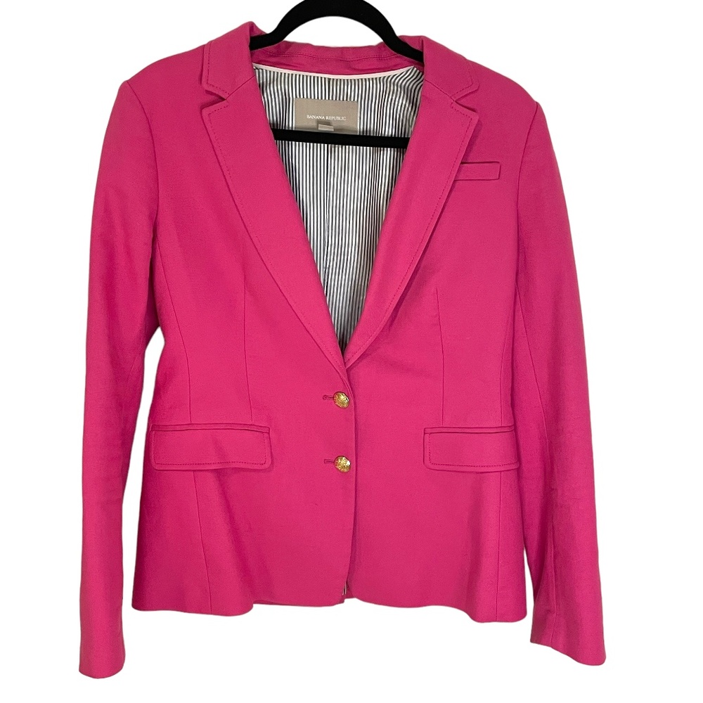 Banana Republic Hot Pink Barbie Flirty Pink Core Career 2 Button Blazer SZ 10 - Picture 5 of 8